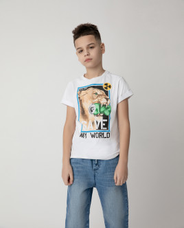 

Футболка Save My World для мальчика Gulliver, Белый, 120FBJC1205