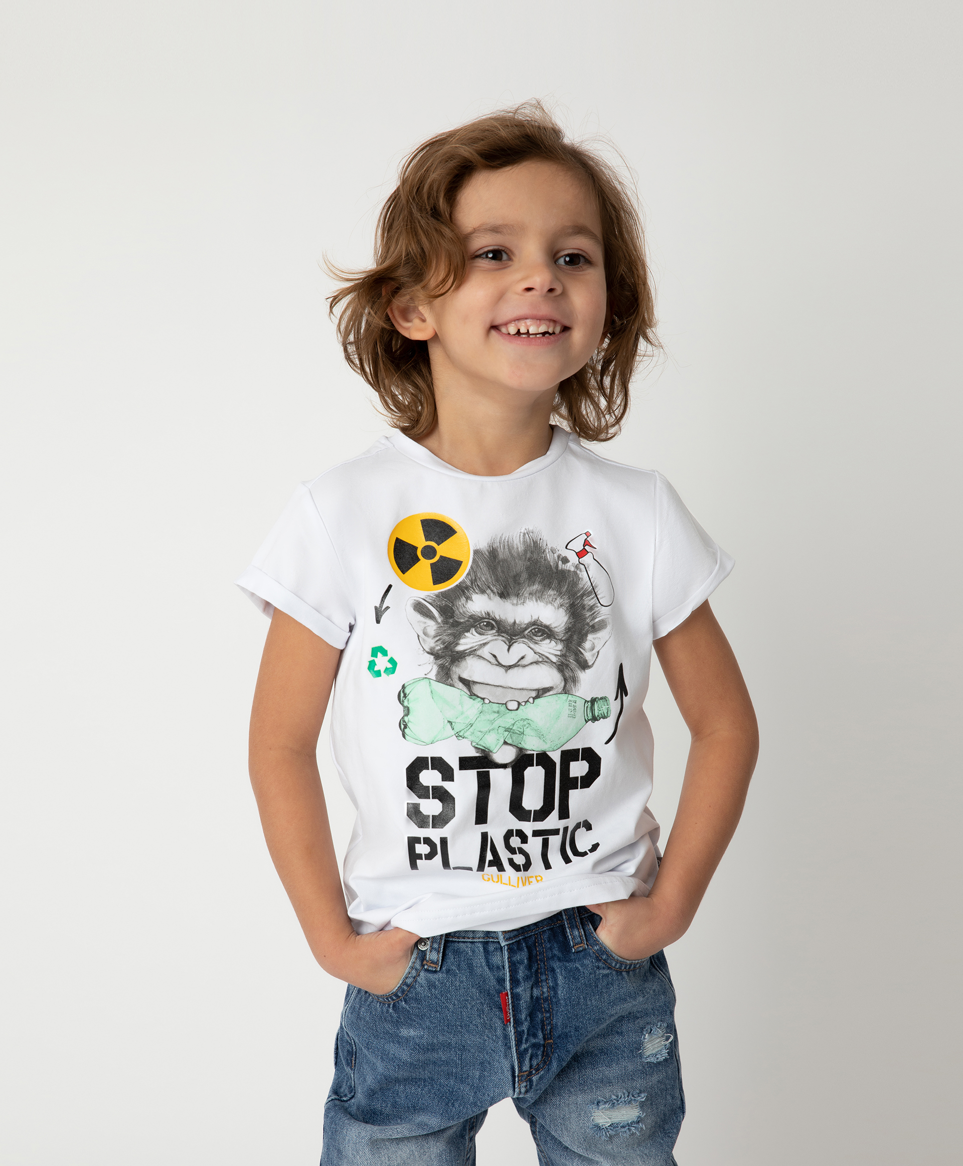 фото Футболка stop plastic для мальчика gulliver