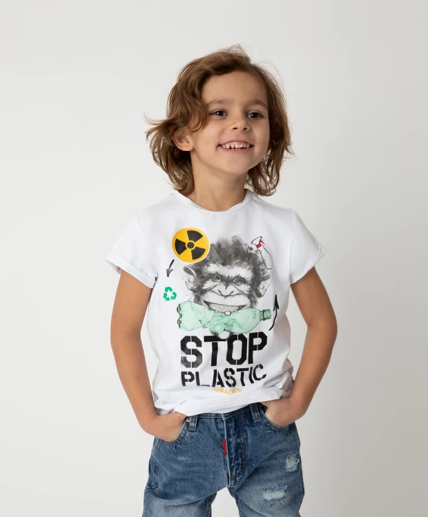 фото Футболка stop plastic для мальчика gulliver (116)