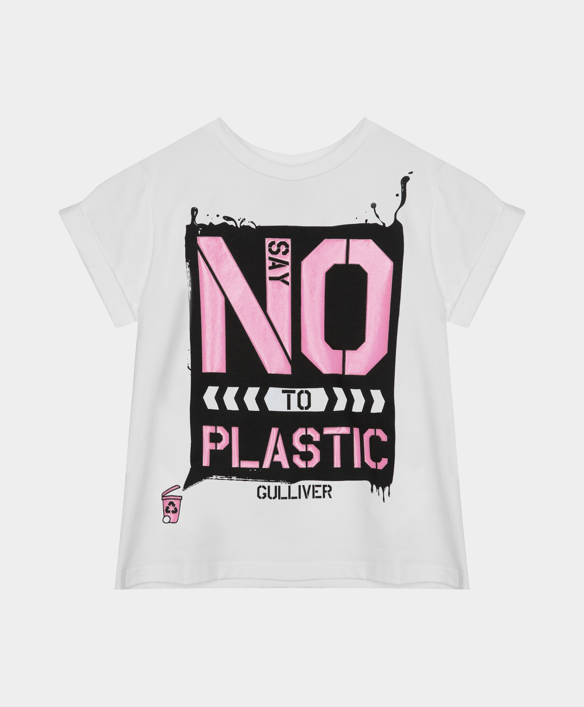 Футболка Say No To Plastic для девочки Gulliver 120FGJC1201, размер 134, цвет белый - фото 3