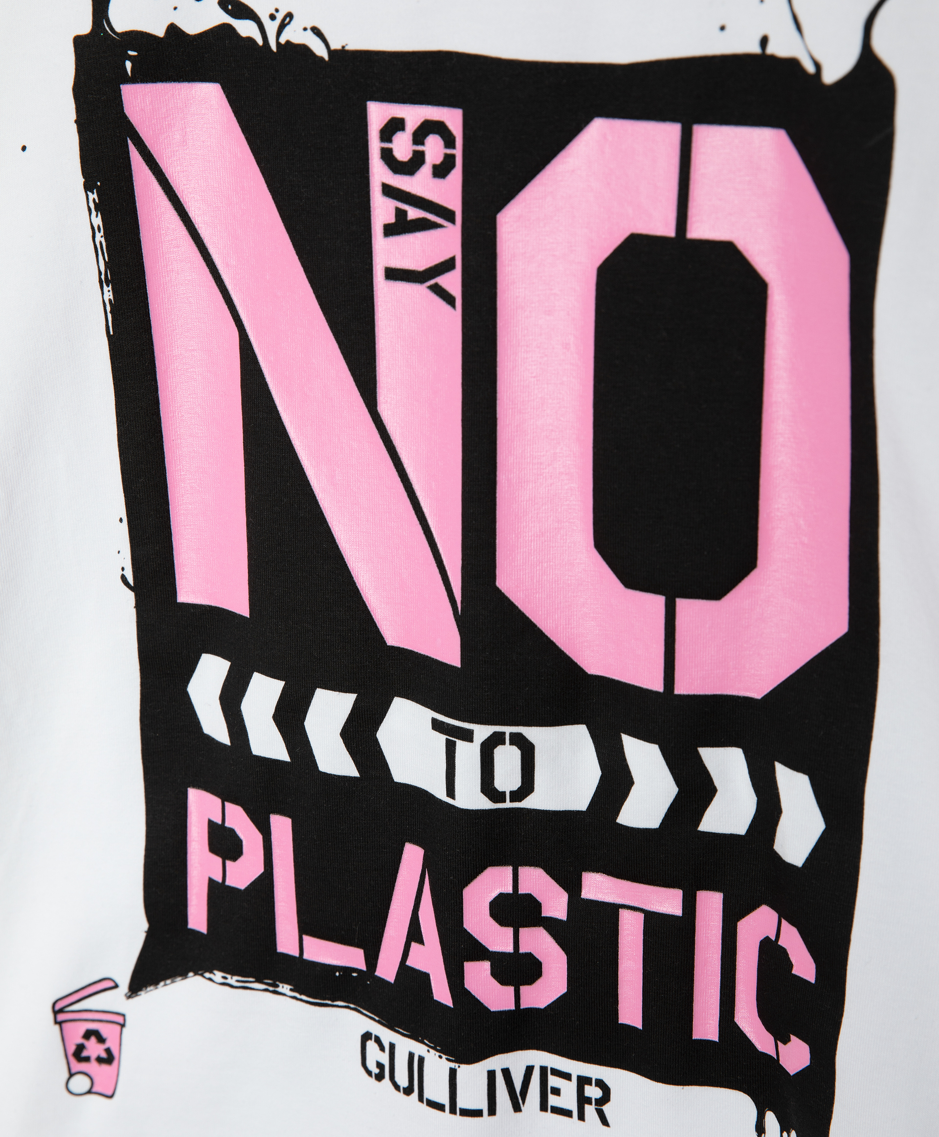 Футболка Say No To Plastic для девочки Gulliver 120FGJC1201, размер 158, цвет белый - фото 4
