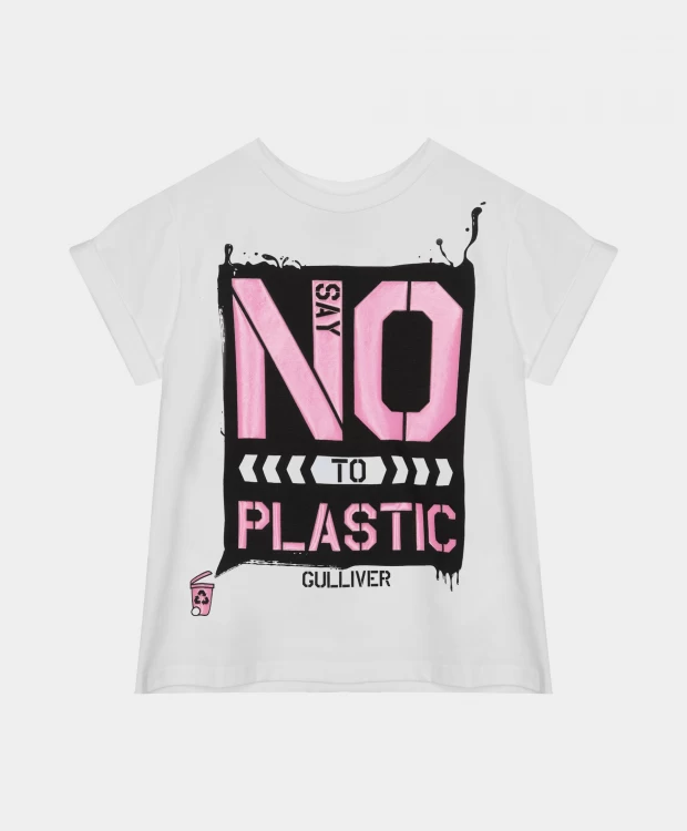 фото Футболка say no to plastic для девочки gulliver (164)