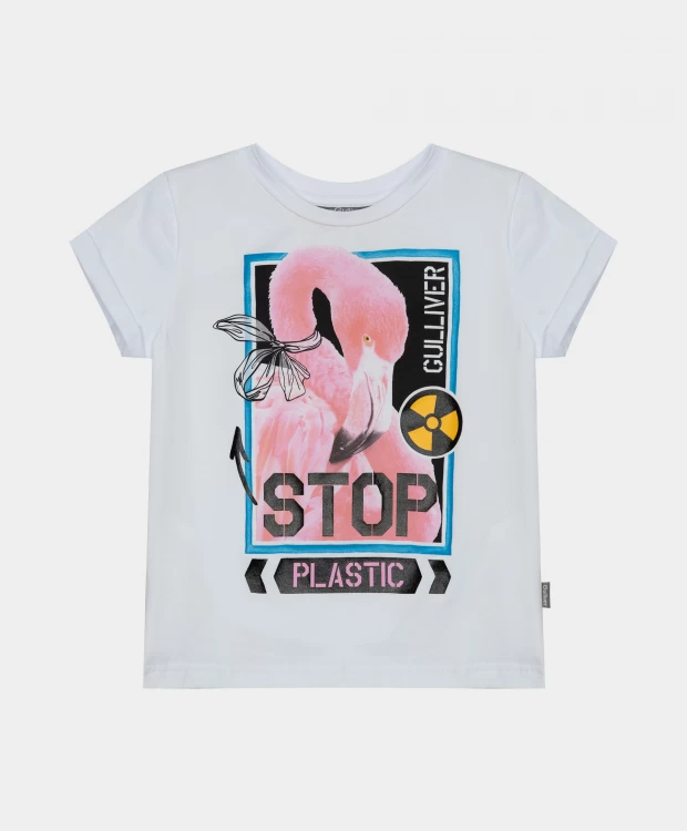 фото Футболка stop plastic для девочки gulliver (110)