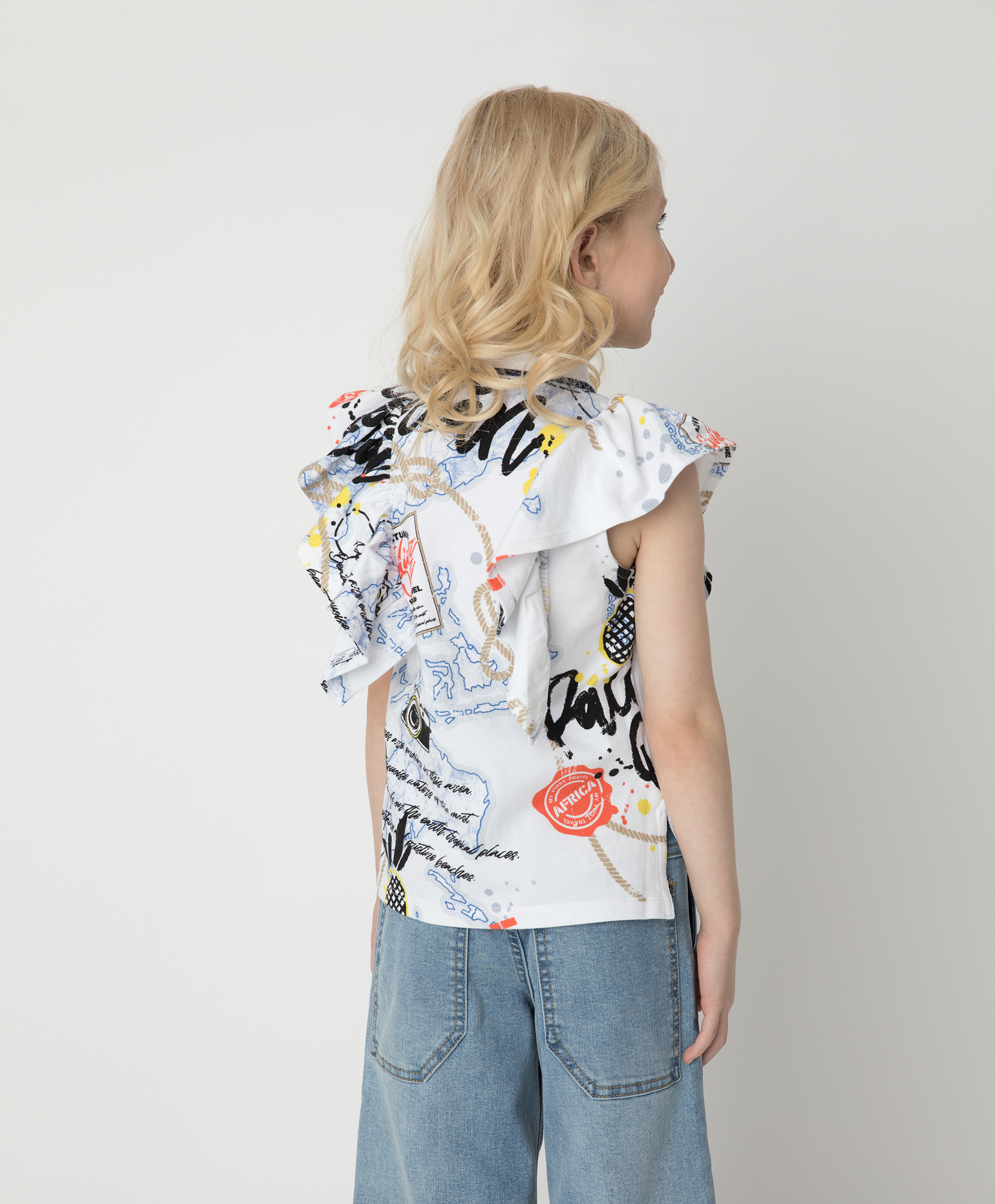 Блузка с коротким рукавом и принтом Gulliver 12102GMC1401, размер 128, цвет мультицвет - фото 2