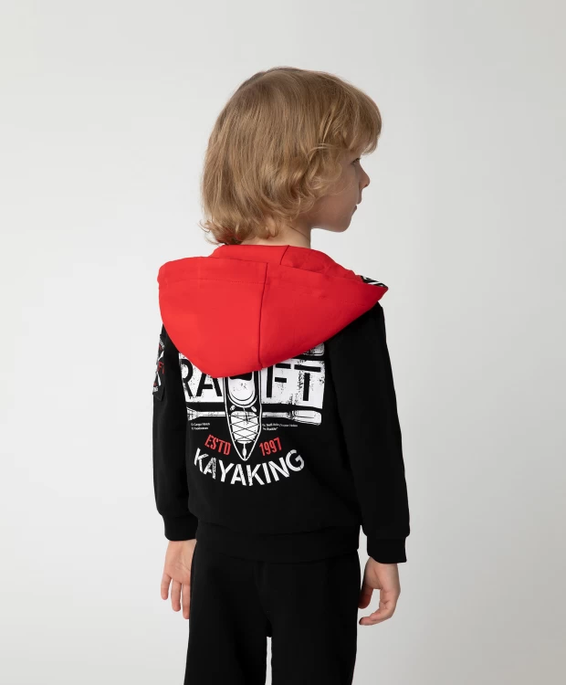 фото Толстовка черная на молнии с капюшоном gulliver (128)