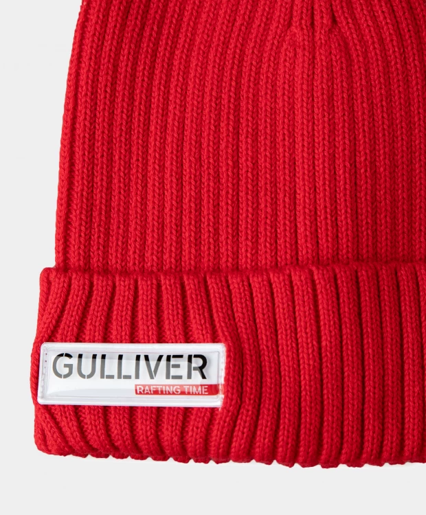 фото Шапка вязаная красная с принтом gulliver (50)