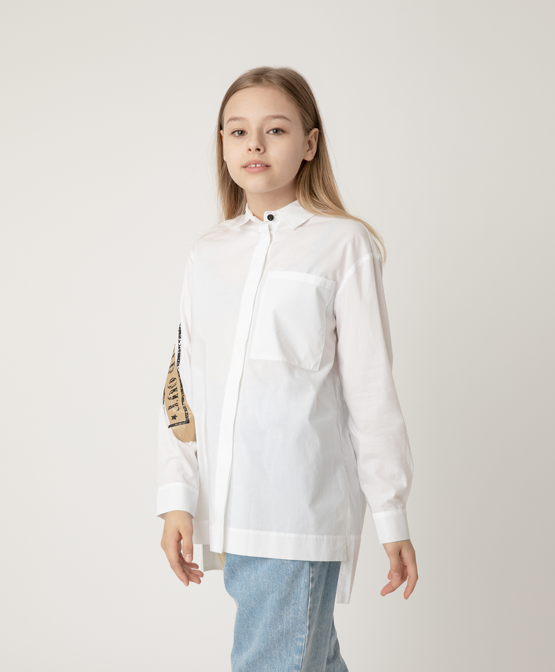 Блузка белая с карманом Gulliver 12108GJC2201, размер 170, цвет белый - фото 1
