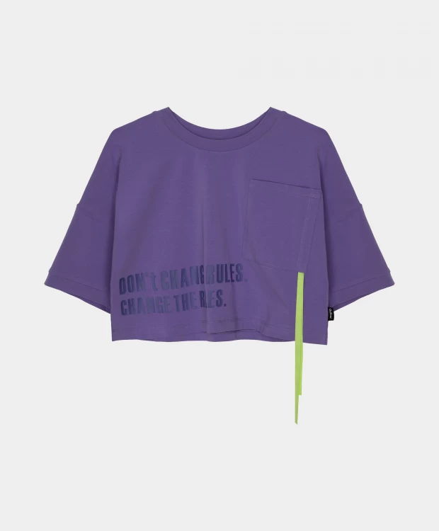 фото Футболка сиреневая с карманом gulliver (164)