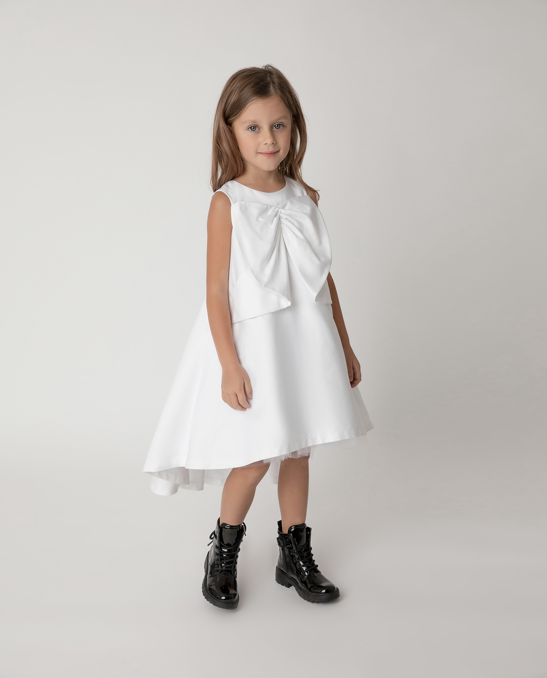 Купить 121GPGMC2502, Платье нарядное с бантом Gulliver, белый, 104, Полиэстер, Женский, Лето, ВЕСНА/ЛЕТО 2021 (shop: GulliverMarket Gulliver Market)