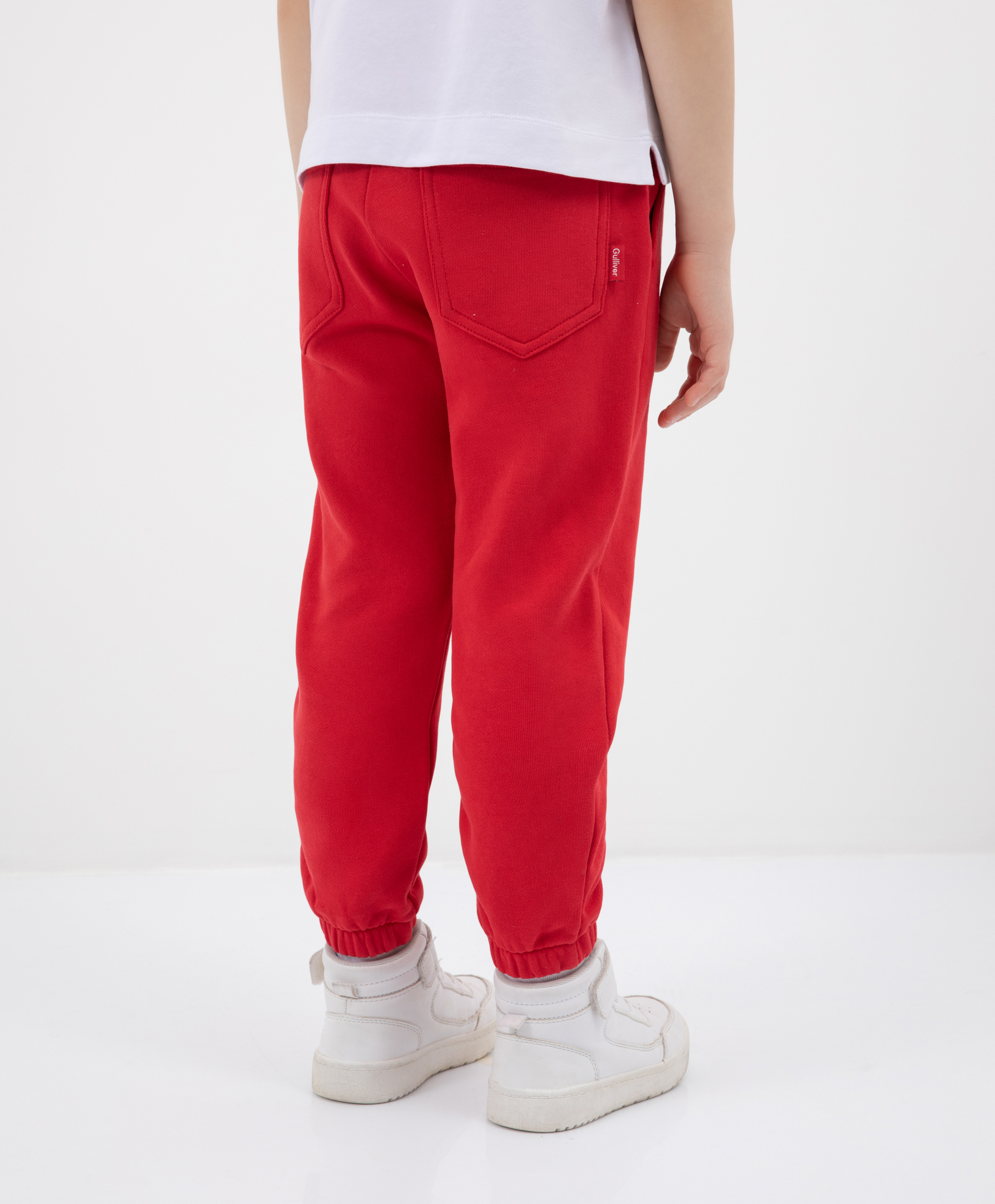 Трикотажные брюки из футера красные Gulliver 12201GMC5601, размер 110, цвет красный - фото 2