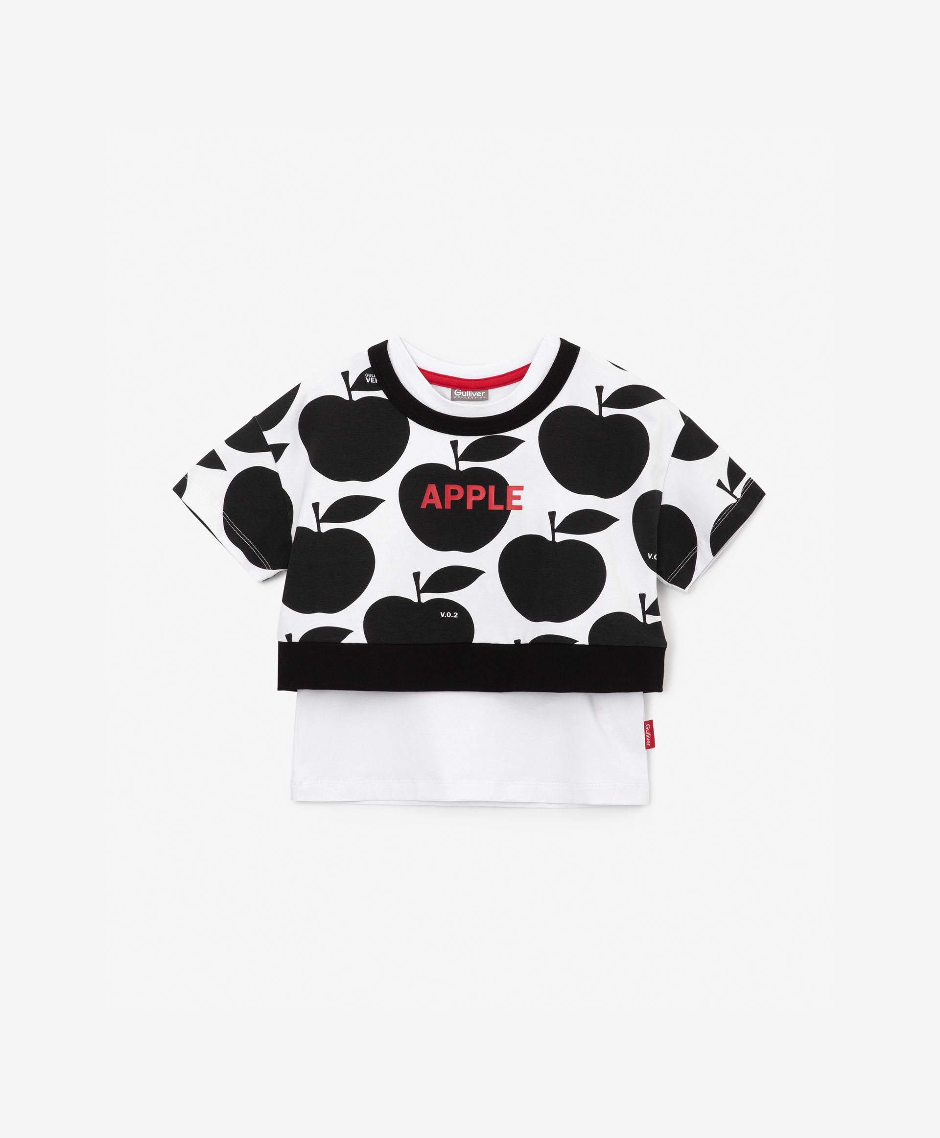 фото Комплект из белой майки с крупным лаковым принтом и укороченной объемной футболки с коротким рукавом, gulliver