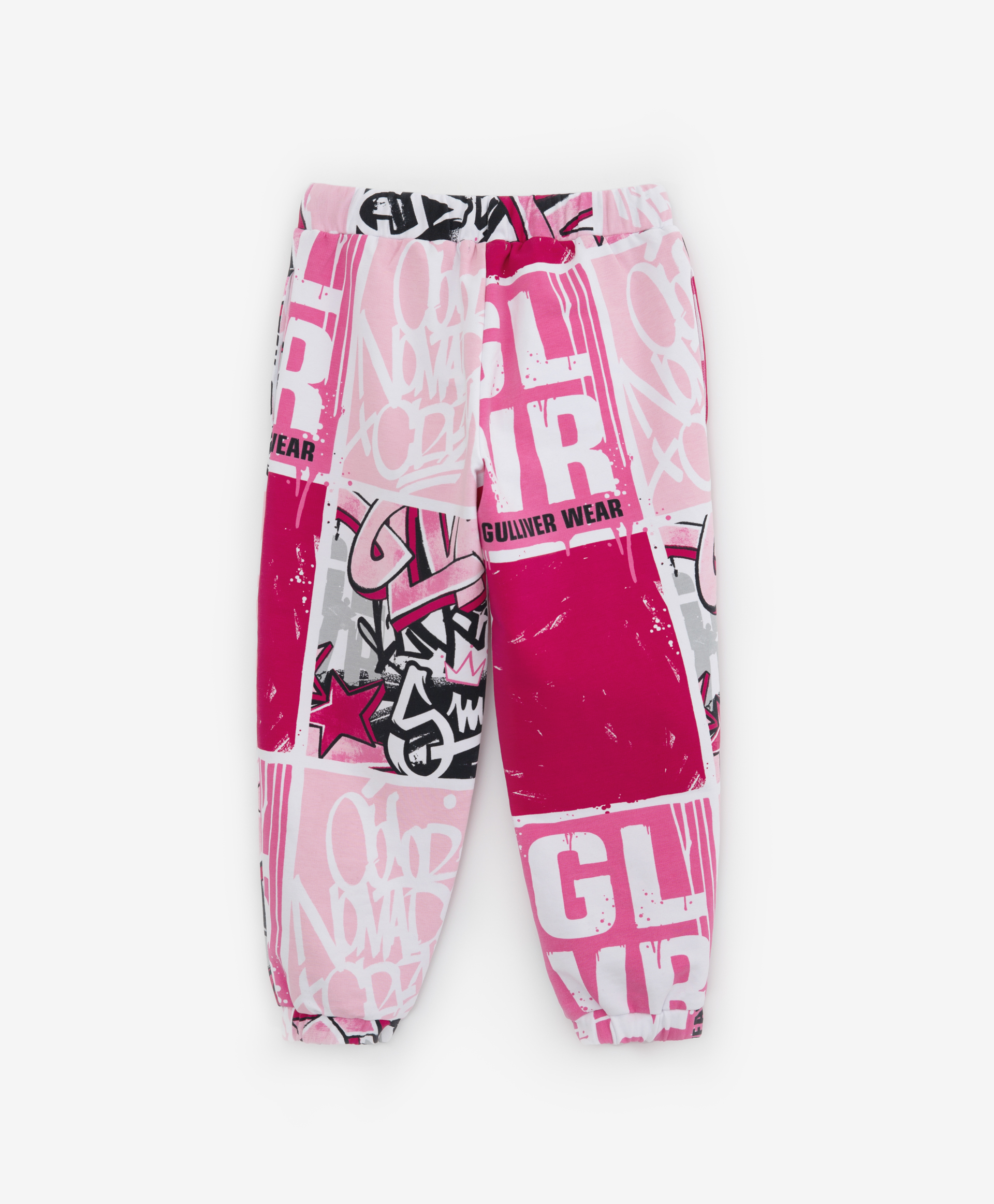 Брюки-джоггеры с рисунком в стиле граффити розовые Gulliver 12203GMC5605, размер 98, цвет розовый - фото 4