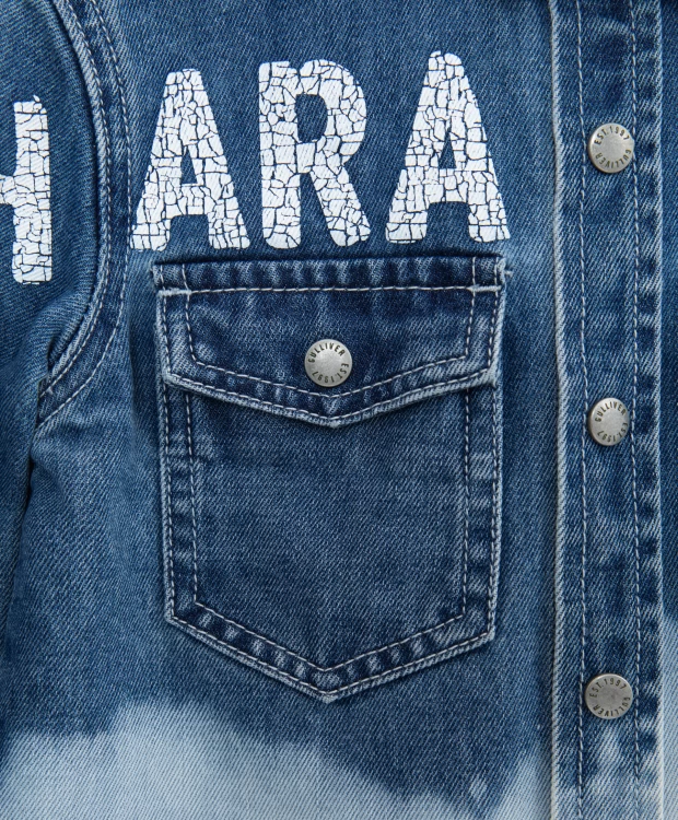 фото Джинсовая куртка рубашечного кроя с неравномерным окрашиванием gulliver (104)