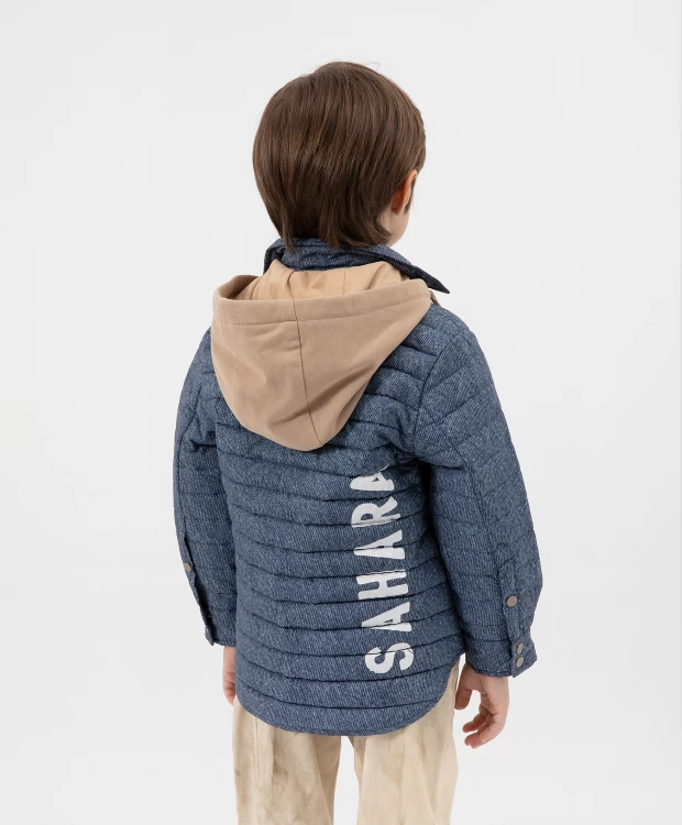 Куртка утепленная из плащовки с печатным рисунком, имитирующим джинсовую ткань Gulliver