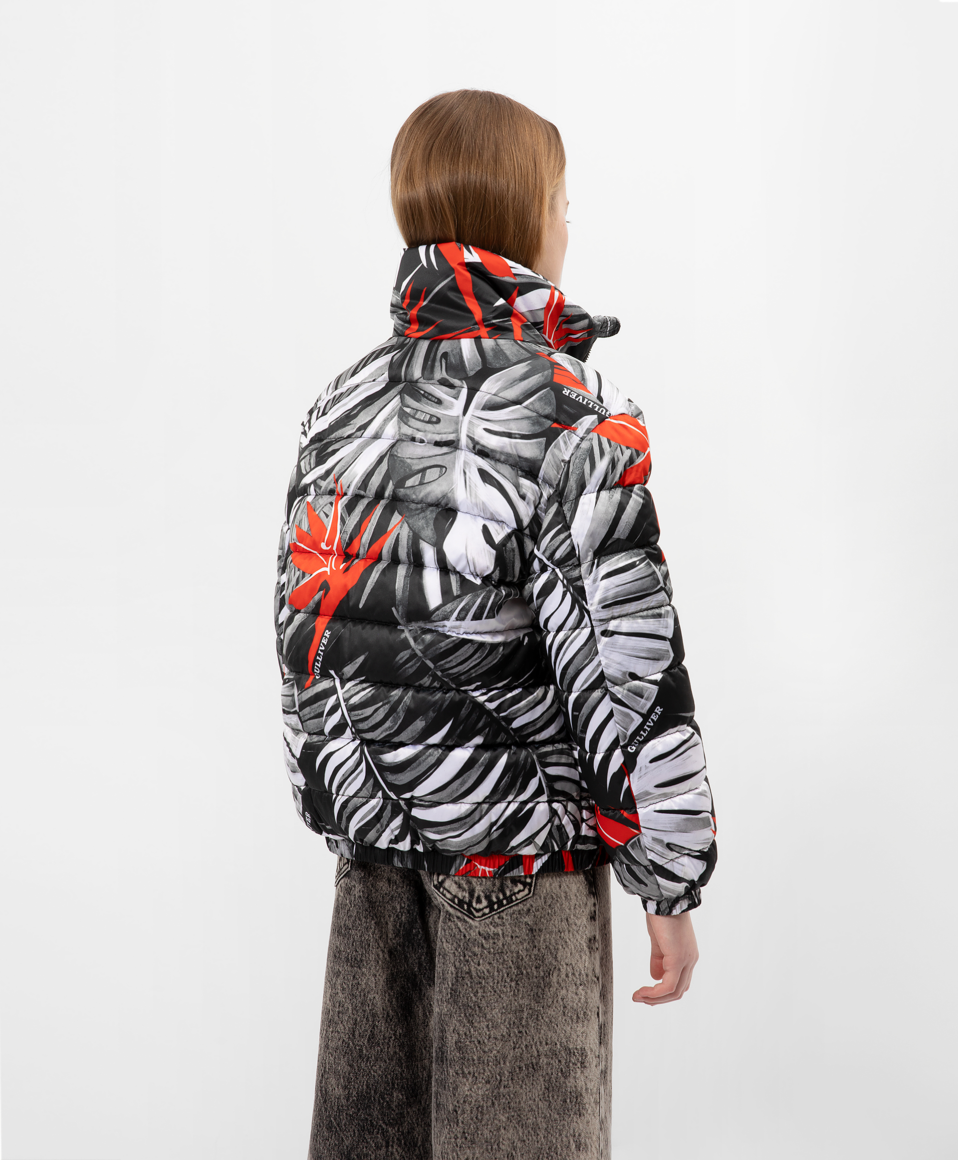 Куртка на искусственном пуху с тропическим принтом Gulliver 12207GJC4104, размер 140, цвет мультицвет - фото 2