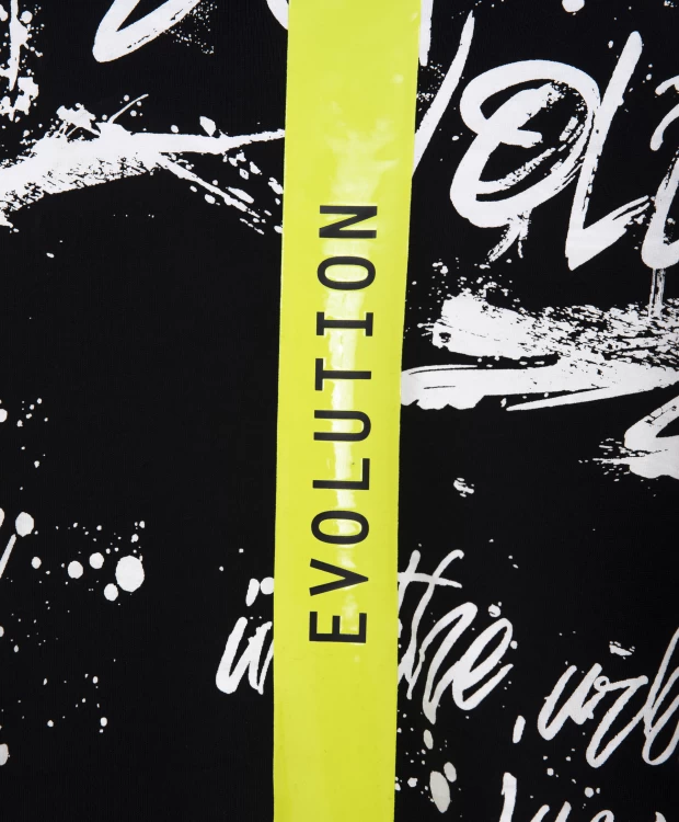 фото Толстовка на молнии удлиненная с принтом черная gulliver (152)