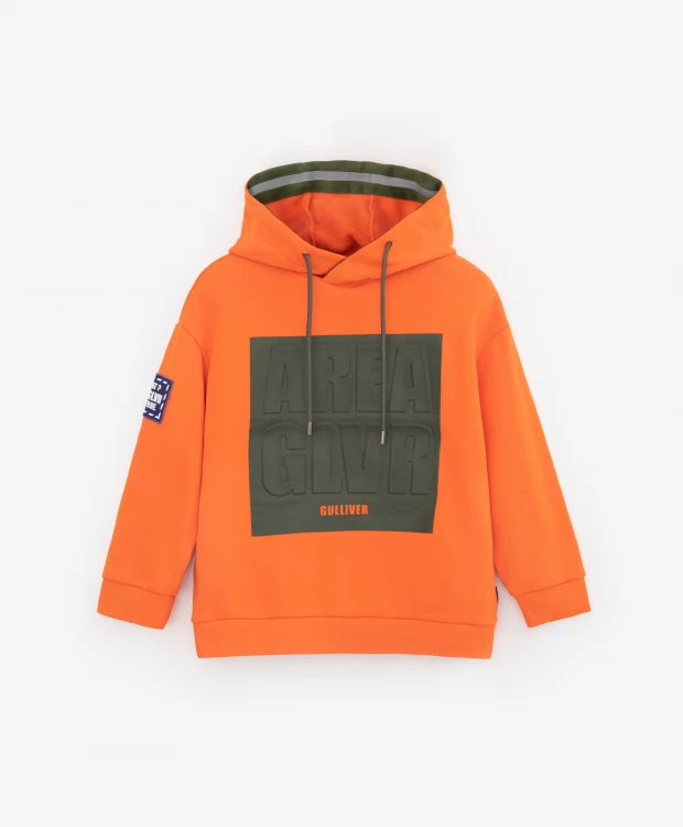 фото Толстовка с капюшоном и принтом оранжевая gulliver (158)