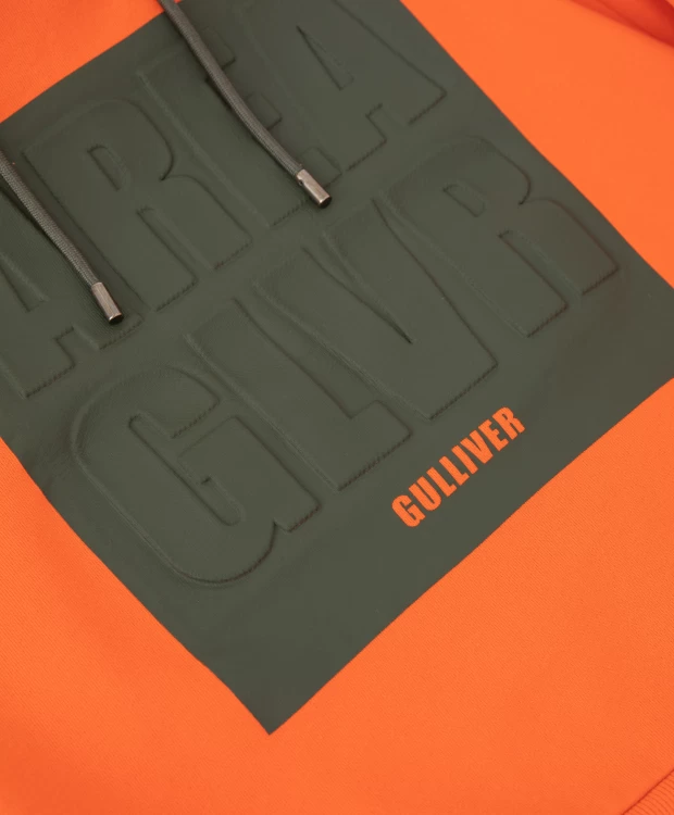 фото Толстовка с капюшоном и принтом оранжевая gulliver (158)