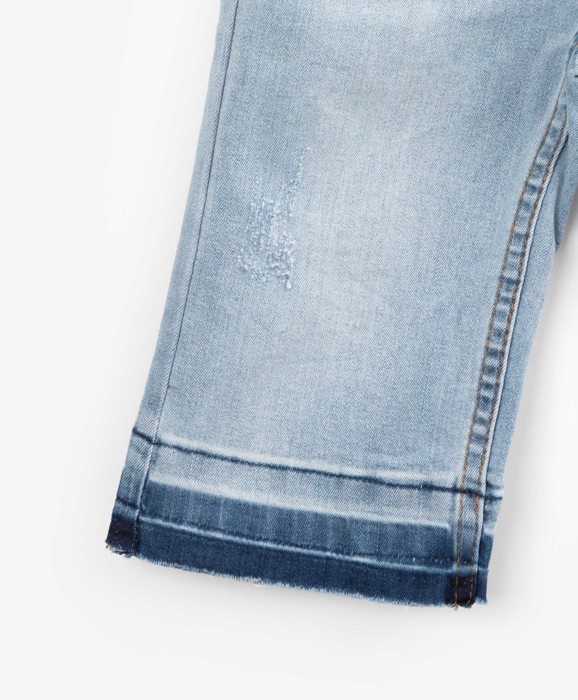 Вареные джинсы прямого силуэта с поясом на резинке голубые Gulliver 12232GBC6302, размер 92, цвет голубой - фото 3