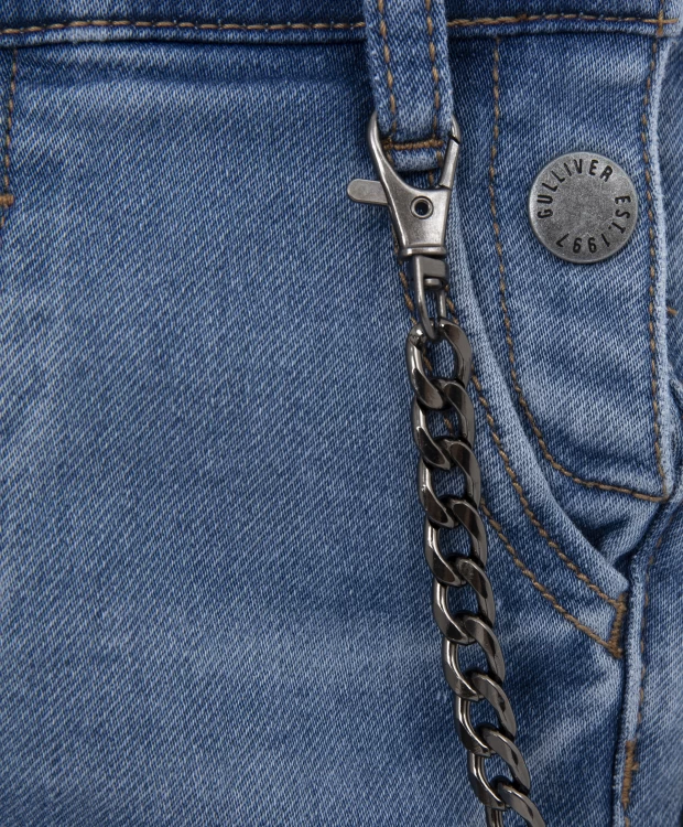 Комбинезон джинсовый со съемной цепочкой синие Gulliver