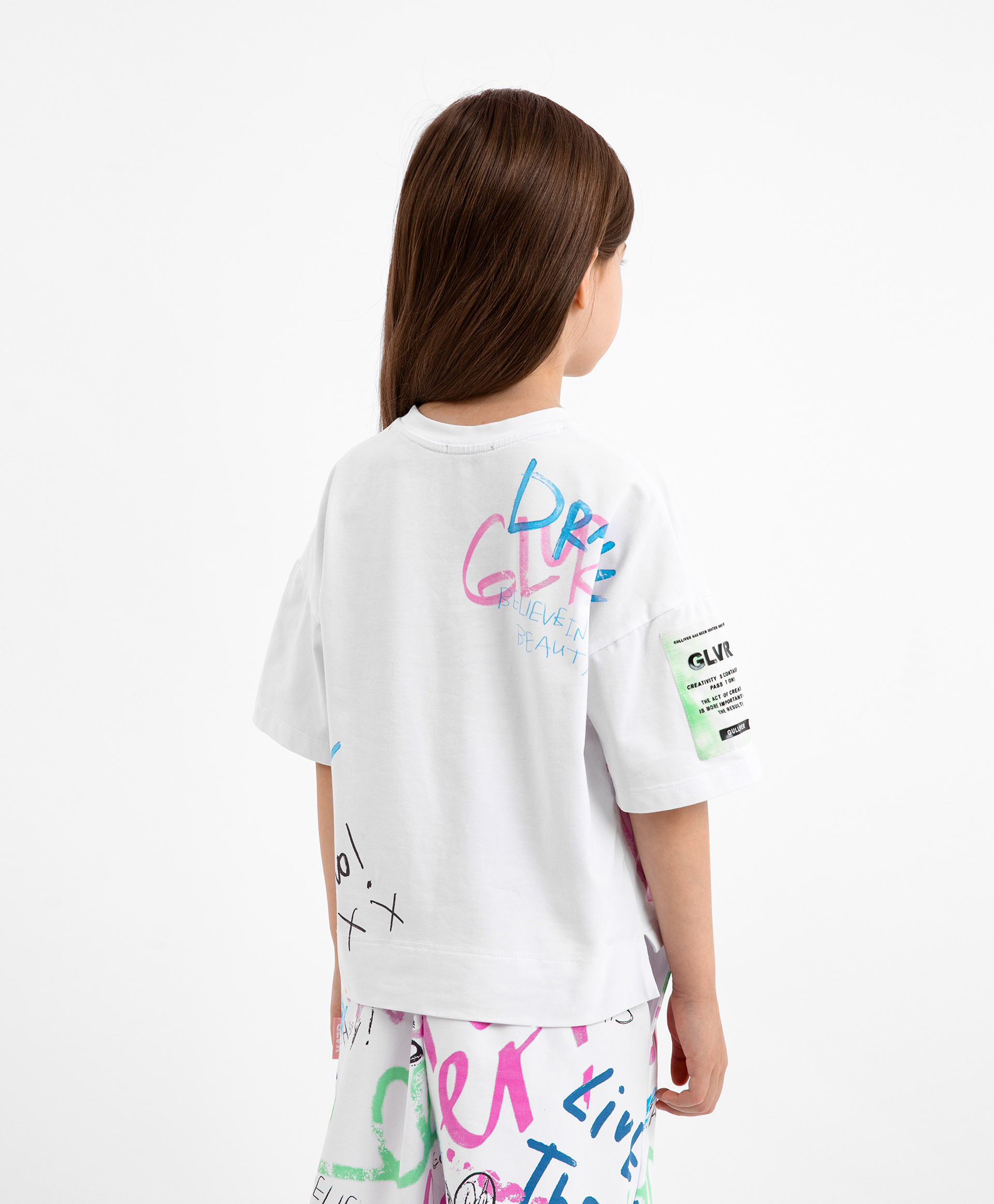 фото Футболка оверсайз с коротким рукавом белая gulliver