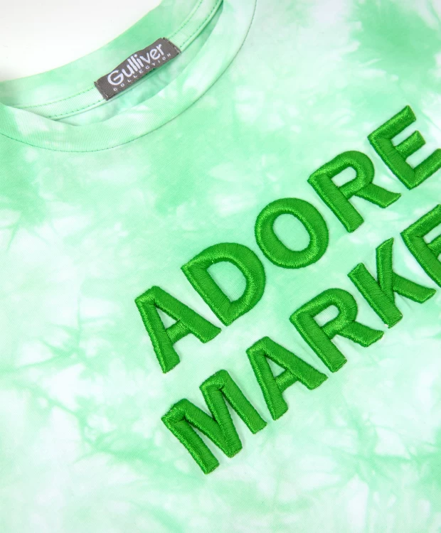 фото Футболка укороченная оверсайз зеленая gulliver (134)