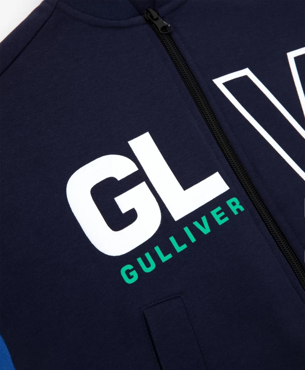 фото Толстовка из футера на молнии в стиле колорблок gulliver (104)