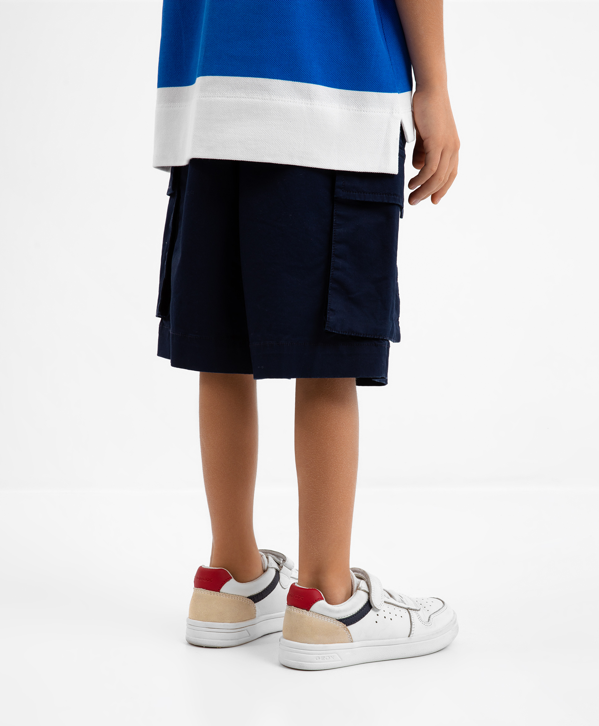 фото Шорты из поплина с карманами карго синие gulliver