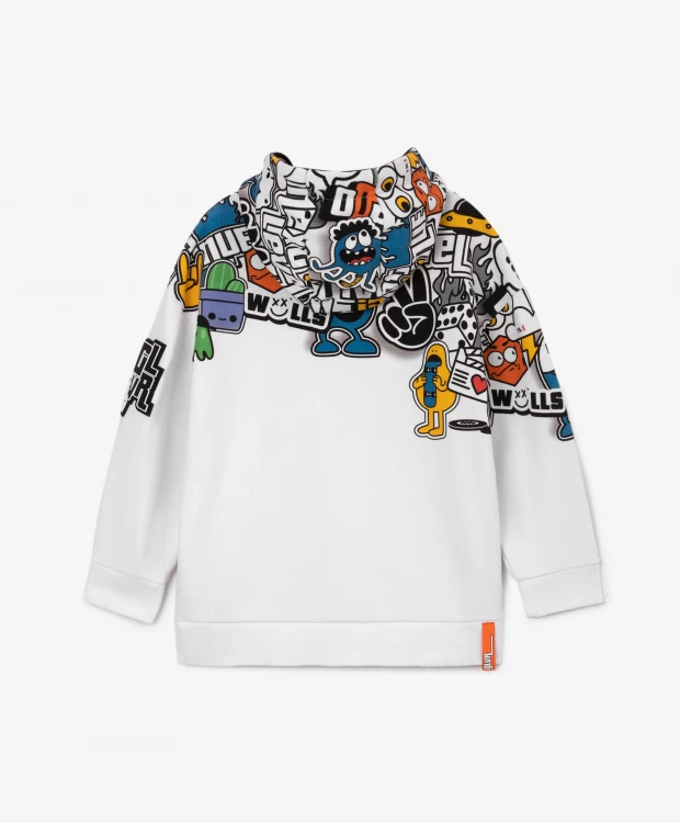 фото Толстовка с принтом в стиле поп-арт белая gulliver (140)