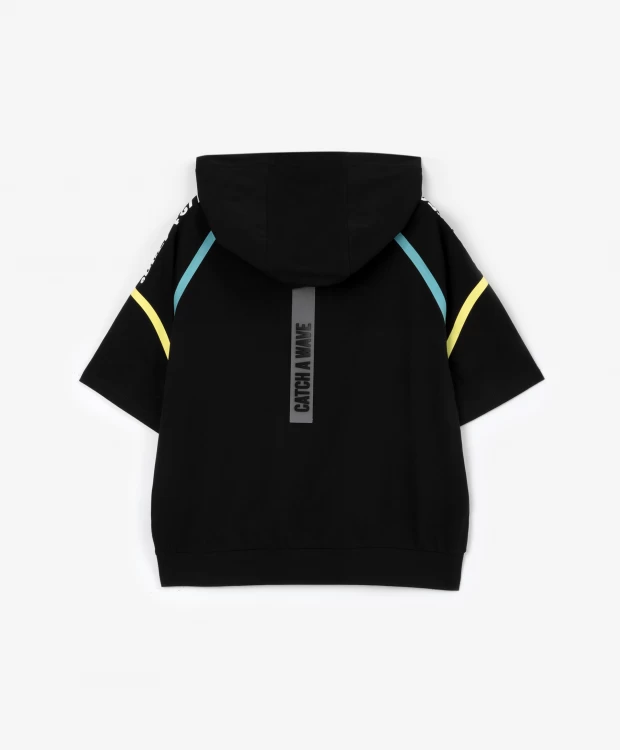 фото Футболка с капюшоном черная gulliver (164)