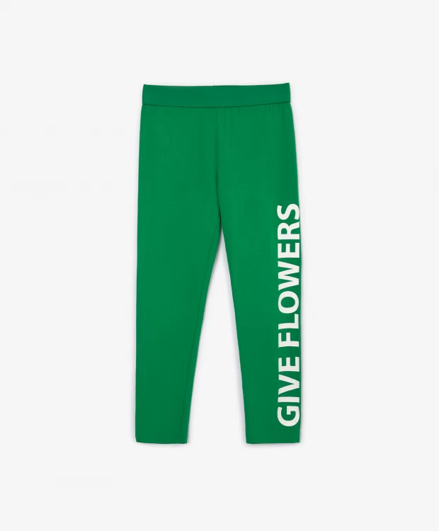 Леггинсы яркие с вертикальным принтом зеленые для девочек Gulliver