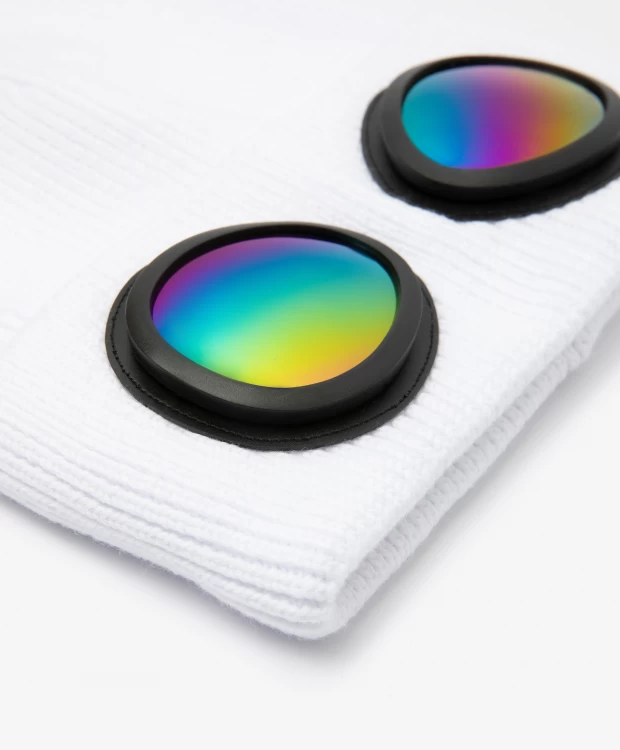 фото Стильная вязаная шапка с декоративными очками на отвороте gulliver (54)