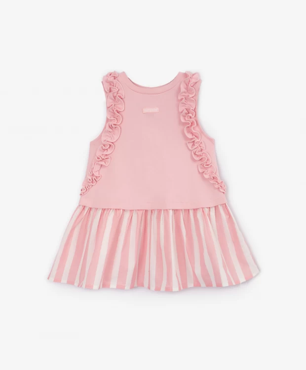 Платье из трикотажа и текстиля розовое для девочек Gulliver