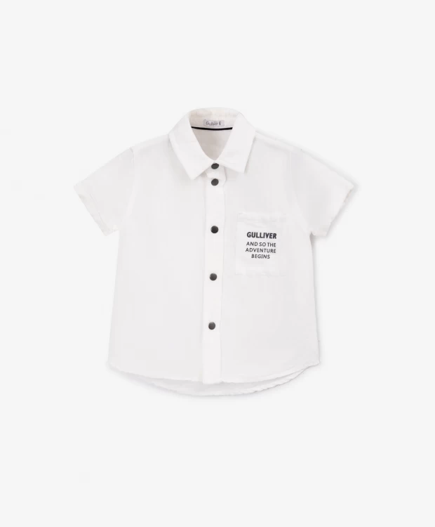 футболка с коротким рукавом белая gulliver Рубашка с коротким рукавом белая для мальчика Gulliver