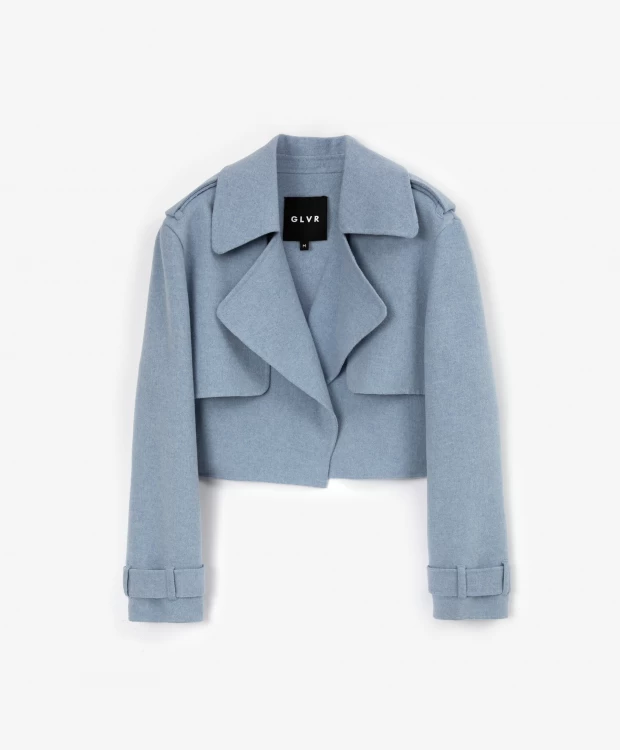 пиджак из пальтовой ткани Жакет укороченный из пальтовой ткани-бибер голубой GLVR