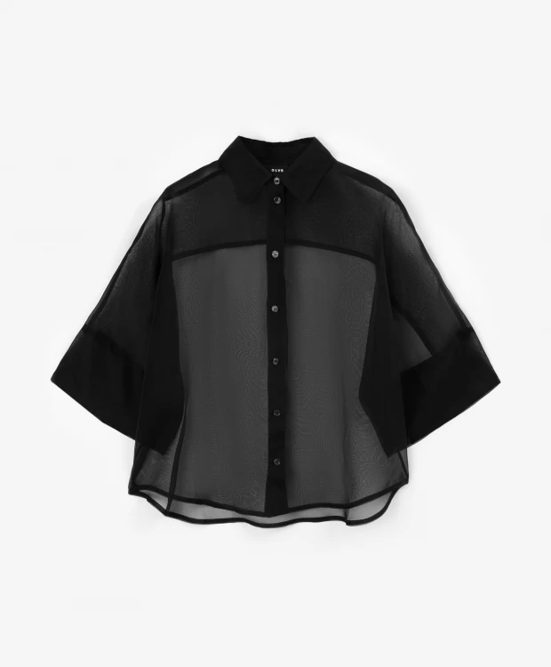 Блузка с рукавами-кимоно черная GLVR