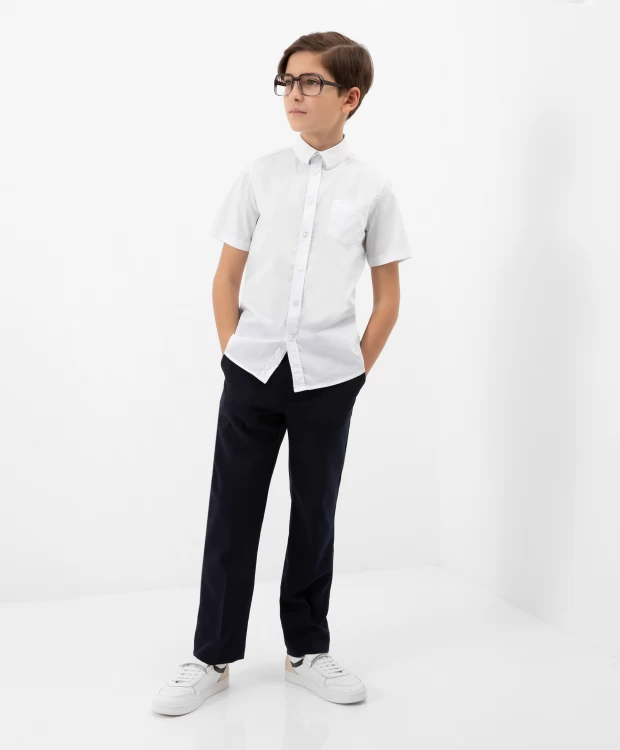 футболка с коротким рукавом белая gulliver Сорочка классическая с коротким рукавом белая для мальчика Gulliver