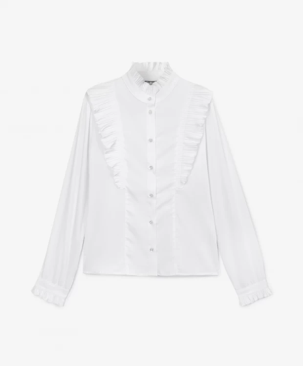 Блузка с плиссированной отделкой белая для девочки Gulliver блузки gulliver блузка для девочки cruise 12102gmc2203