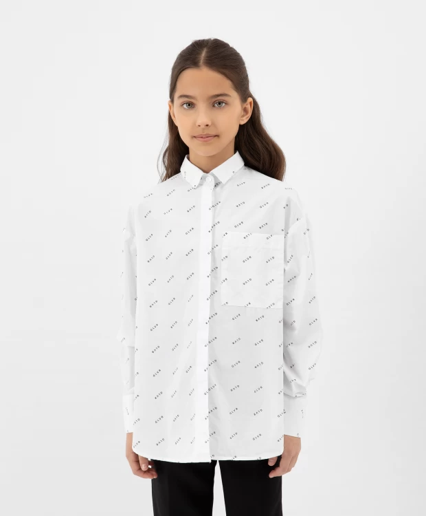 Блузка с мелким рисунком белая Gulliver