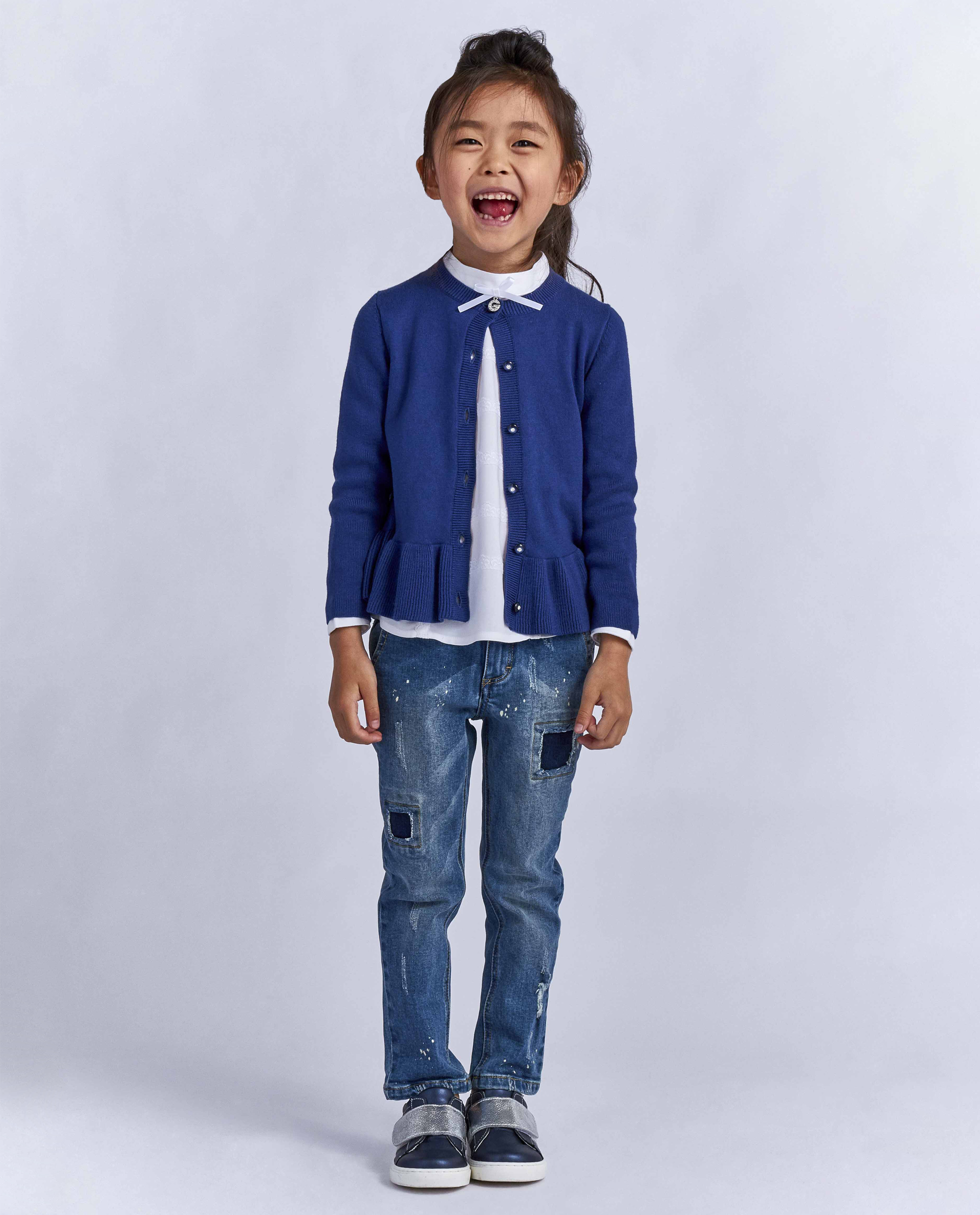 

Вязаный кардиган с баской Gulliver, Синий, 21802GMC3502