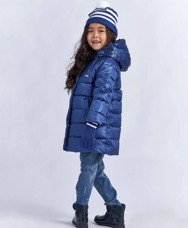 Пуховое пальто с пайетками Gulliver (110), размер 110, цвет синий Пуховое пальто с пайетками Gulliver (110) - фото 6