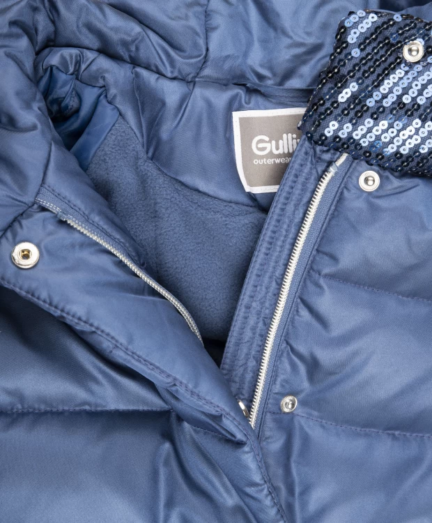 Пуховое пальто с пайетками Gulliver (104), размер 104, цвет синий Пуховое пальто с пайетками Gulliver (104) - фото 8