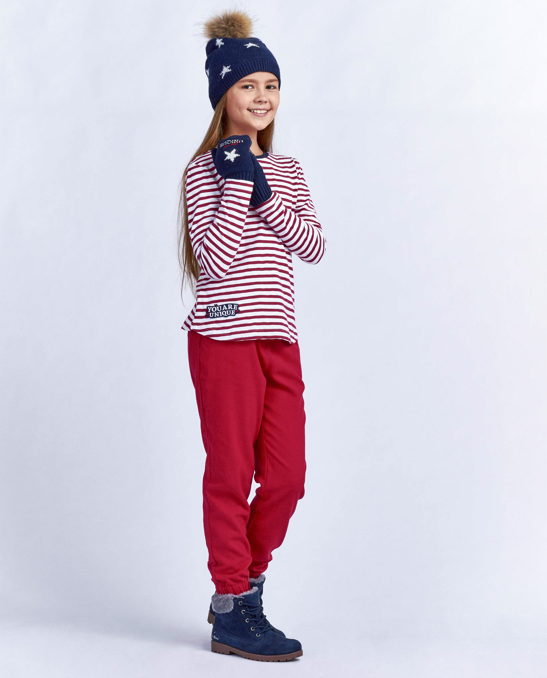 фото Синяя двойная вязаная шапка gulliver