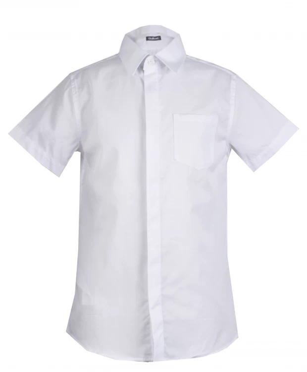 фото Белая рубашка с коротким рукавом gulliver (140)