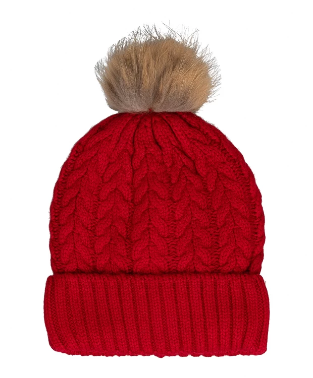 Красная вязаная шапка на подкладке Gulliver (58)