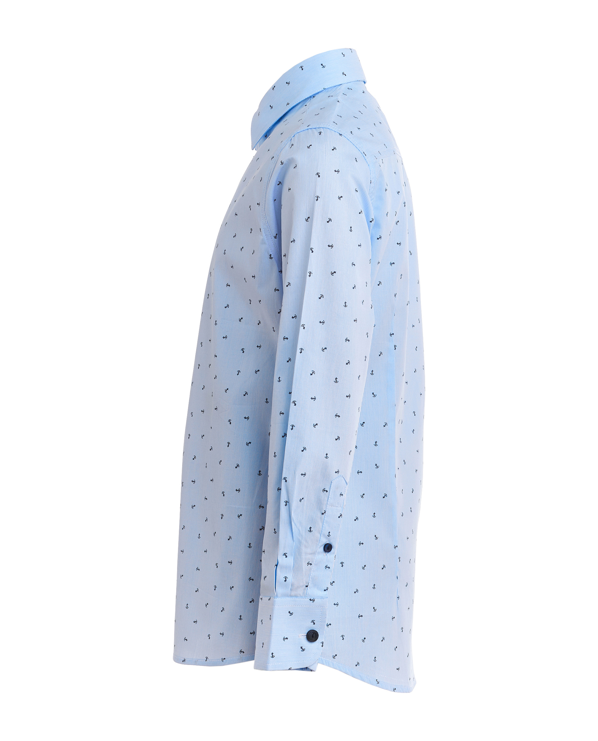 Полосатая рубашка с орнаментом "Якоря" Gulliver 219GSBC2316, размер 122, цвет голубой - фото 2