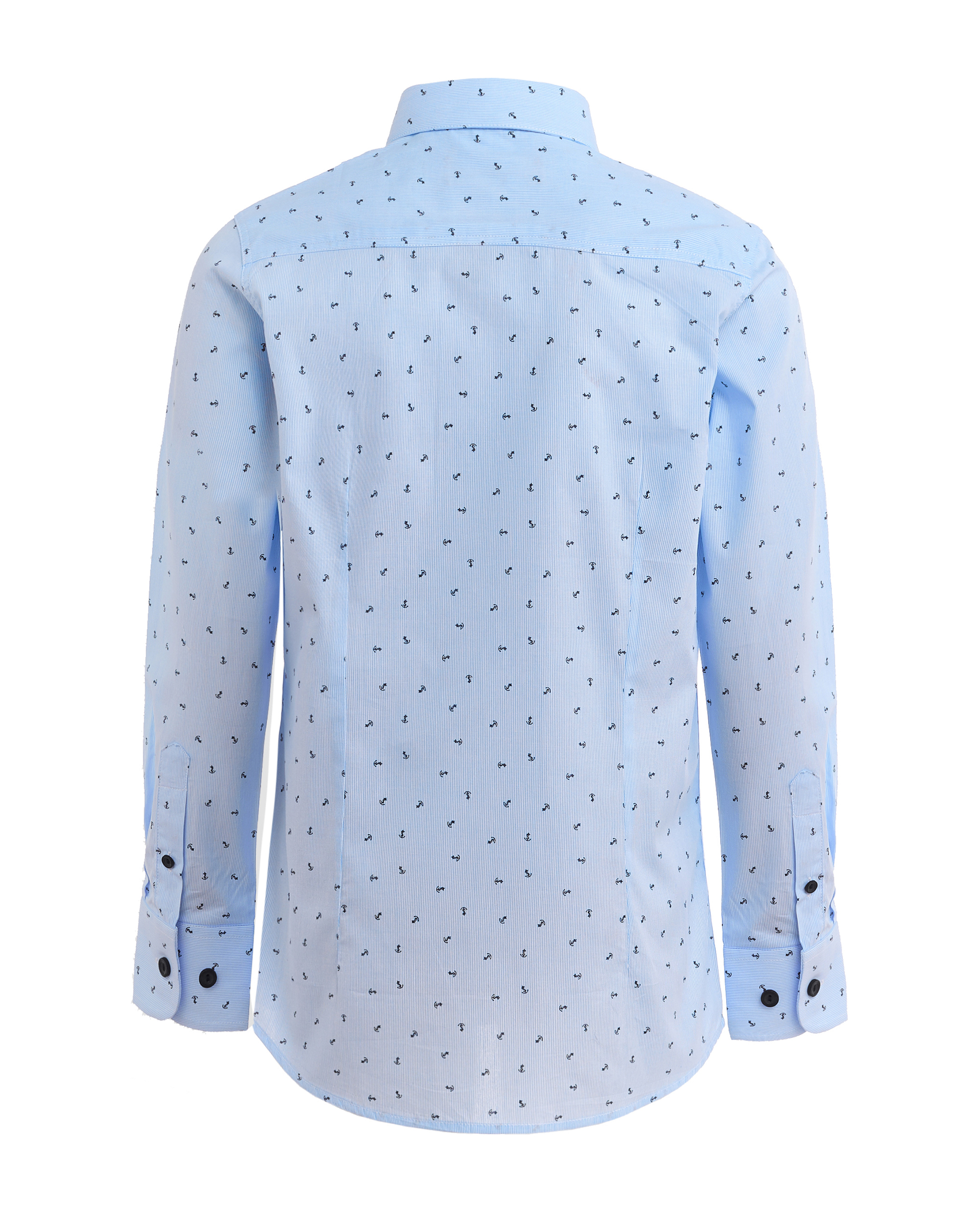Полосатая рубашка с орнаментом "Якоря" Gulliver 219GSBC2316, размер 122, цвет голубой - фото 3