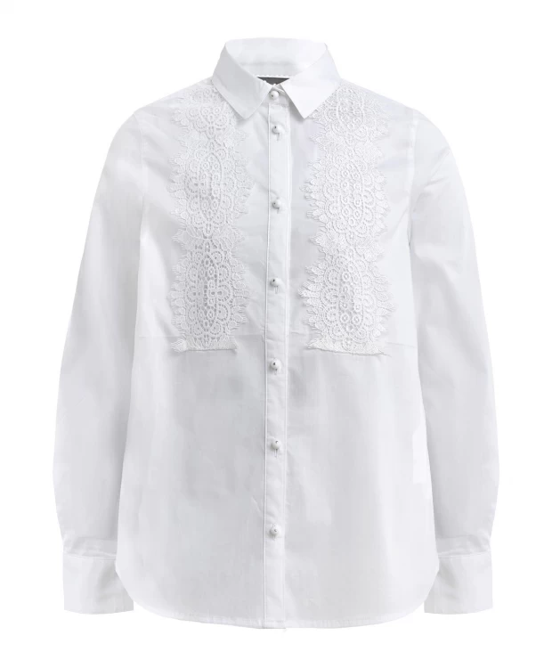 Белая блузка с белым кружевом Gulliver