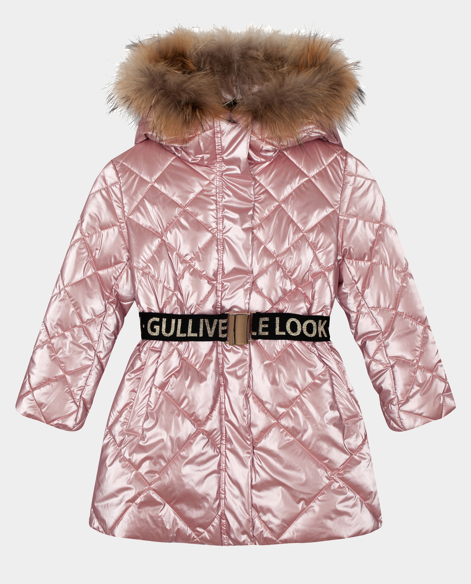 фото Розовое пальто зимнее gulliver
