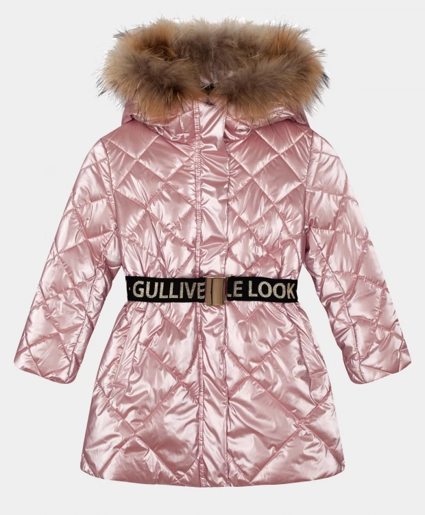 Пальто зимнее розовое Gulliver